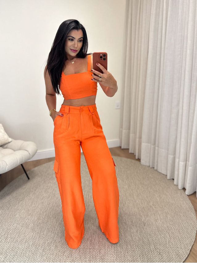Conjunto Calça Beatriz Laranja