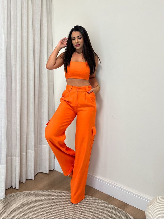 Conjunto Calça Beatriz Laranja