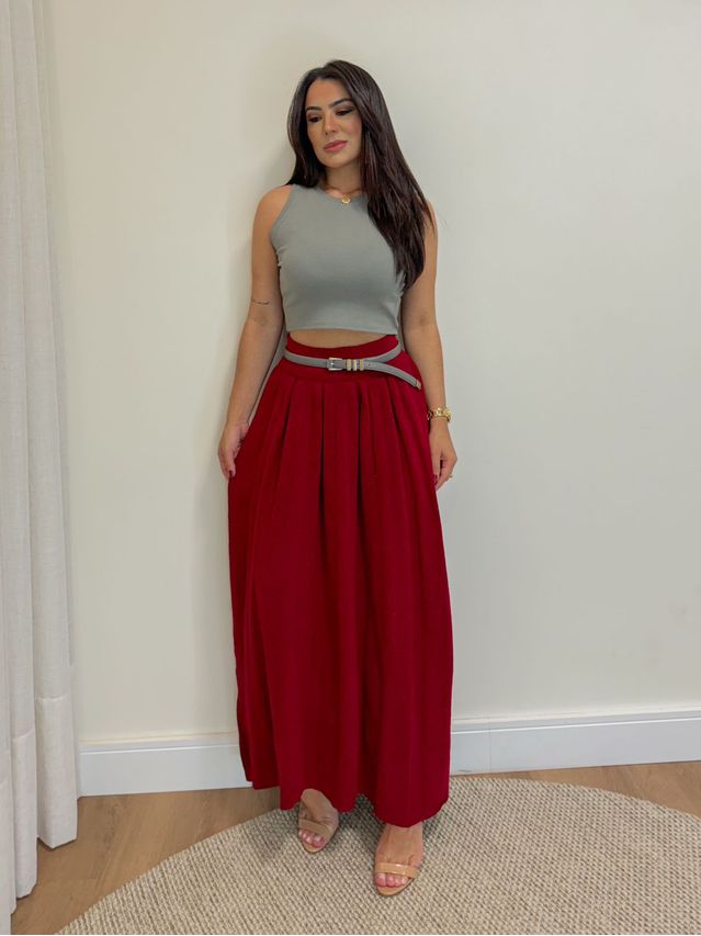 Saia Midi Mousse Agatha Cherry