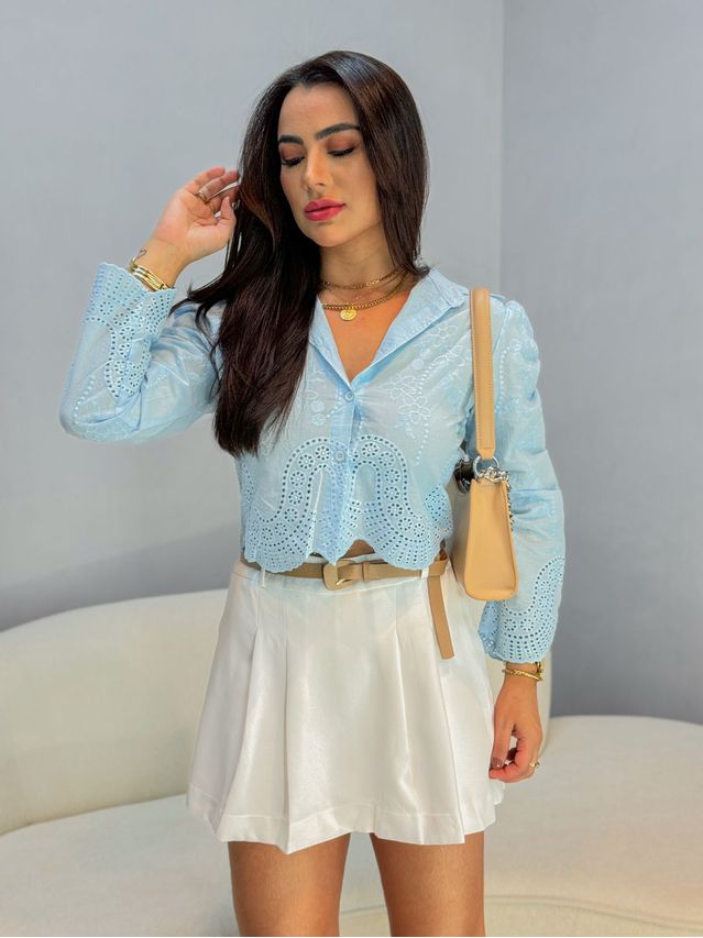 Short Saia Prega Branco