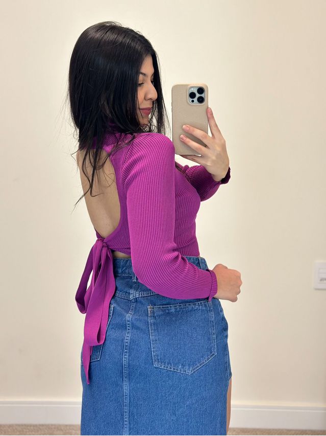 Blusa Tricot Amarração Fúcsia