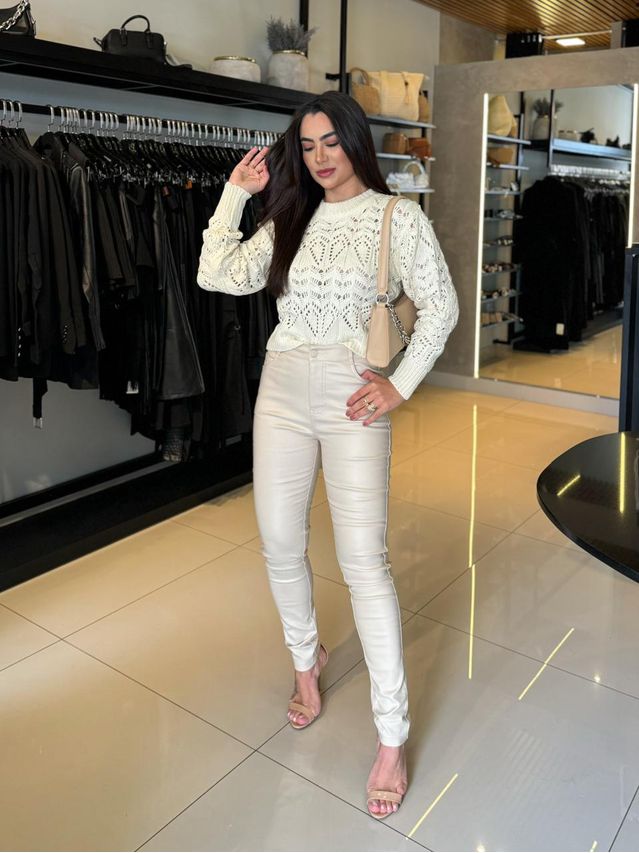 Suéter Crochê Creme