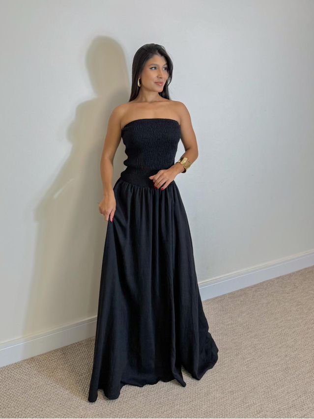 Vestido Lastex Carolina Preto