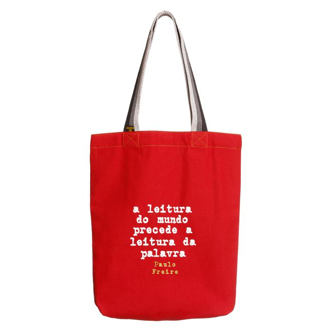 BOLSA PAULO FREIRE LEITURA - Slim Vermelha