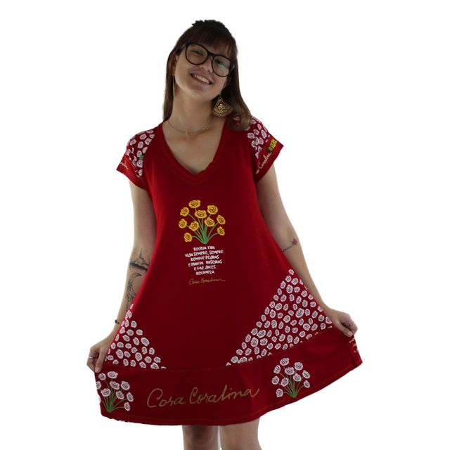 Vestido Cora Coralina Vermelho