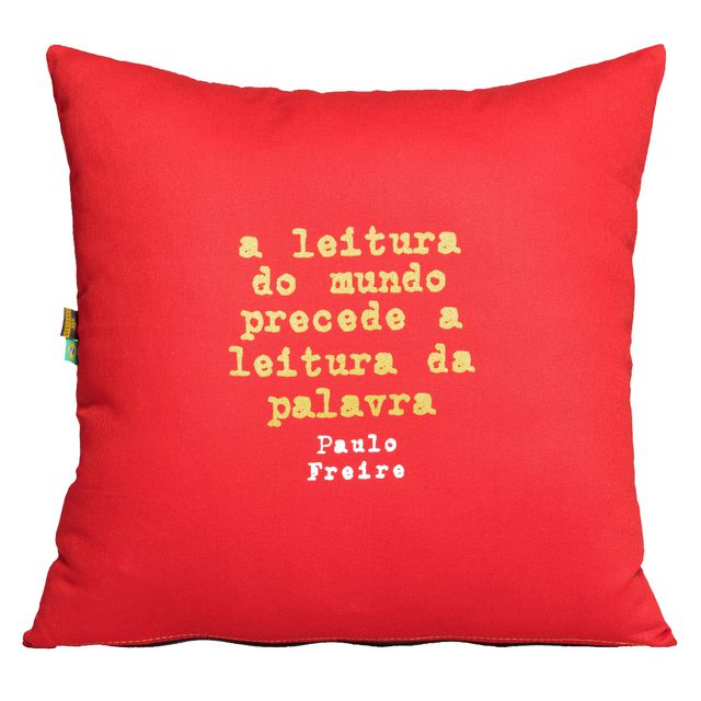 CAPA DE ALMOFADA PAULO FREIRE LEITURA - Vermelha