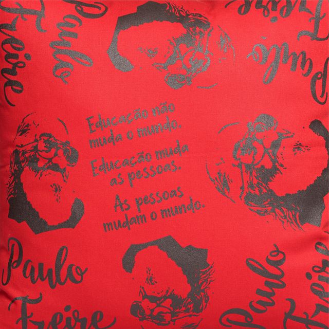 CAPA DE ALMOFADA PAULO FREIRE LEITURA - Vermelha