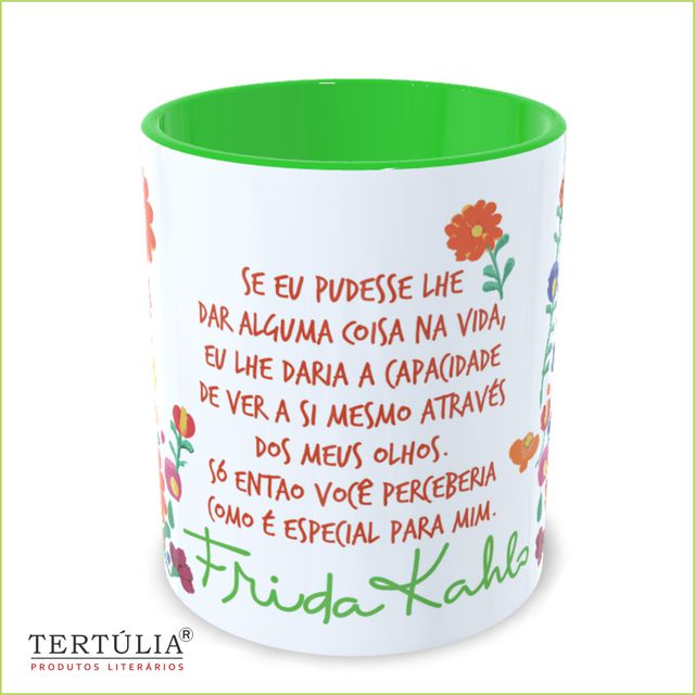 Caneca Frida Kahlo - Olhos - Verde Claro