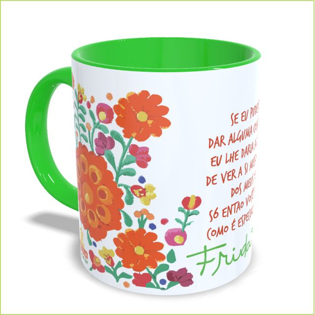 Caneca Frida Kahlo - Olhos - Verde Claro