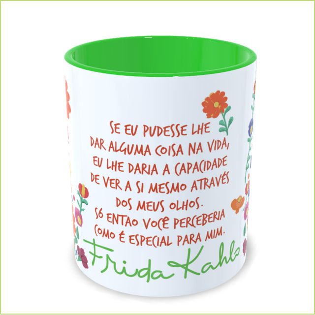 Caneca Frida Kahlo - Olhos - Verde Claro