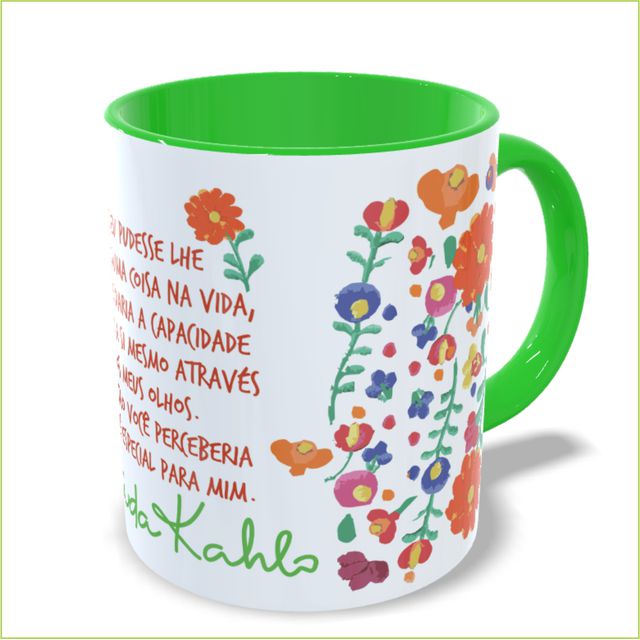 Caneca Frida Kahlo - Olhos - Verde Claro