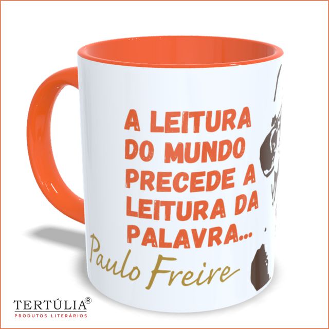 Caneca Paulo Freire Leitura - Laranja