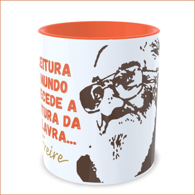 Caneca Paulo Freire Leitura - Laranja