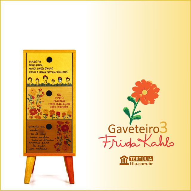 Gaveteiro Frida Kahlo - 3 Gavetas