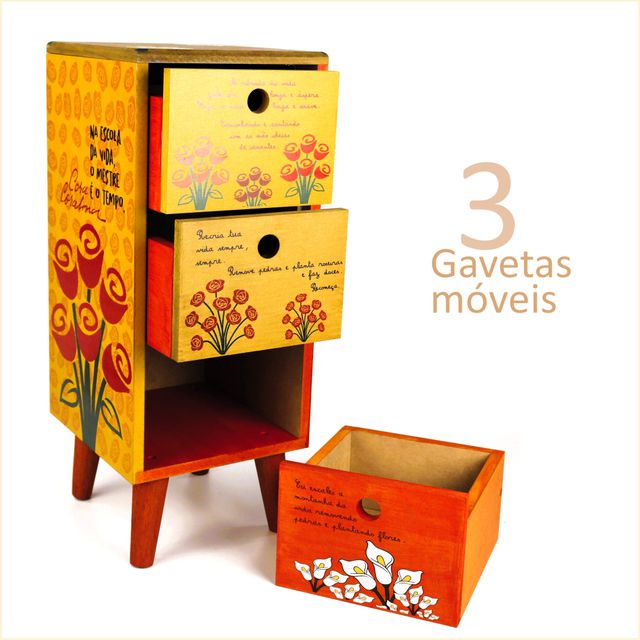 Gaveteiro Cora Coralina - 3 gavetas 
