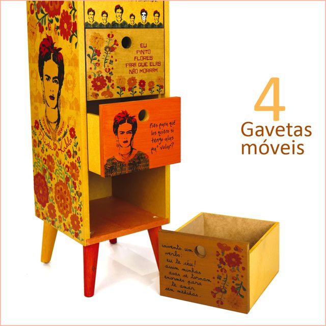 Gaveteiro Frida Kahlo - 4 gavetas
