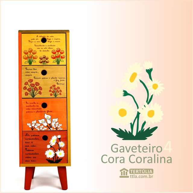 Gaveteiro Cora Coralina - 4 gavetas