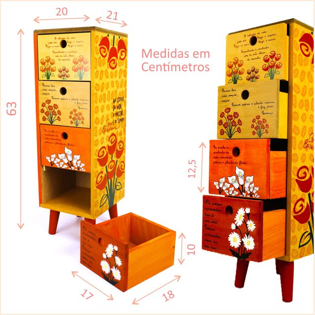Gaveteiro Cora Coralina - 4 gavetas