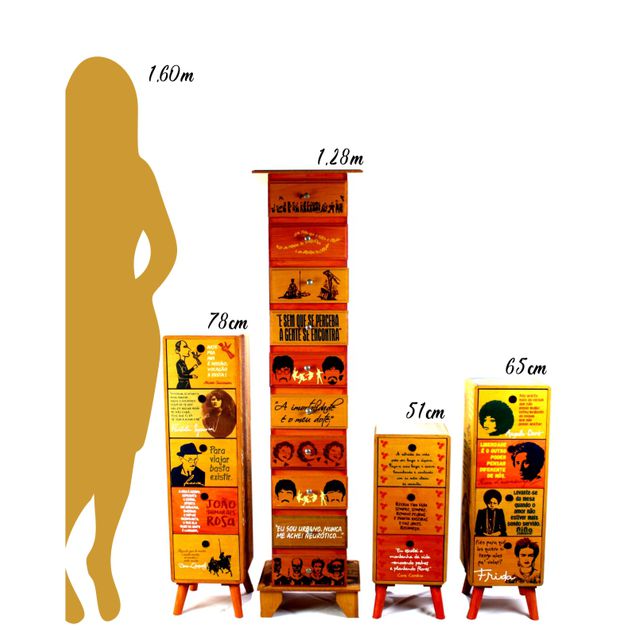 Gaveteiro Frida Kahlo - 3 Gavetas