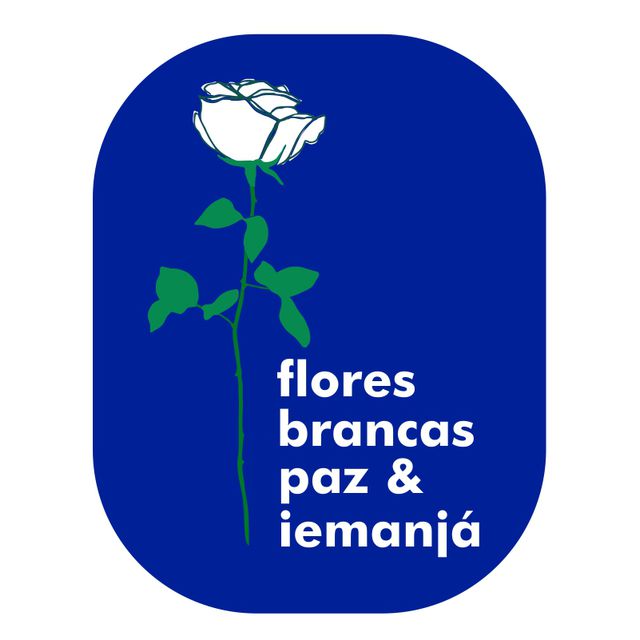 AVENTAL IEMANJÁ FLORES BRANCAS - Azul