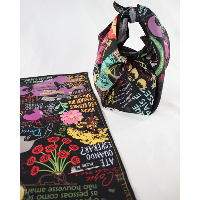 FUROSHIKI COLETÂNEA - PRETO - 70x70cm 