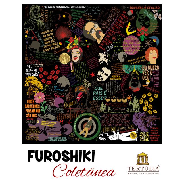 FUROSHIKI COLETÂNEA - PRETO - 70x70cm 