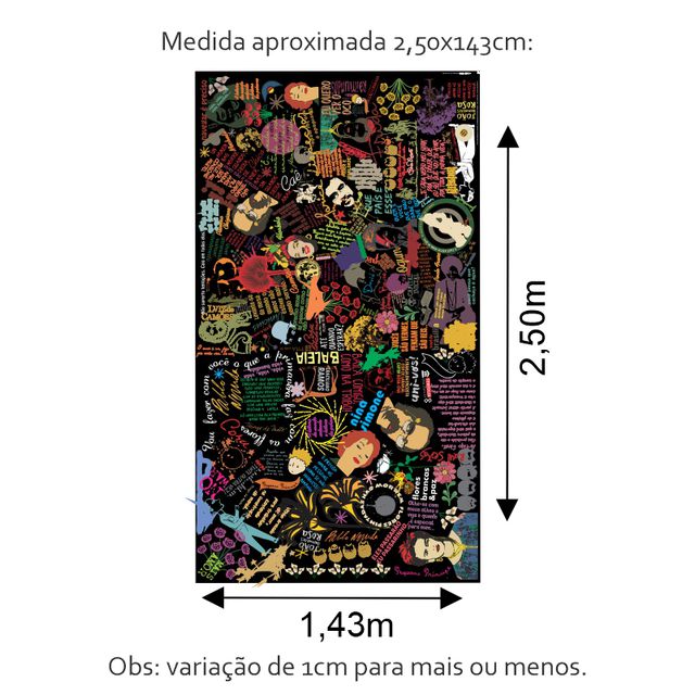 TOALHA DE MESA COLETÂNEA 6 LUGARES - Preta