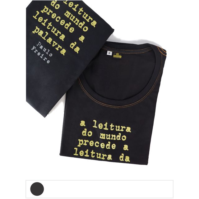 Babylook Paulo Freire Leitura - Preta