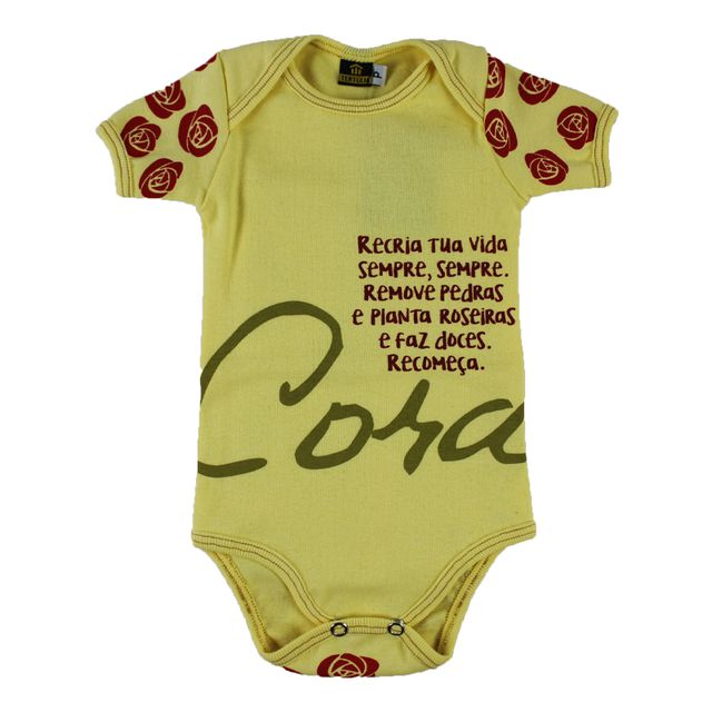 BODY CORA CORALINA MANGA CURTA - Amarelo - Tertúlia Produtos