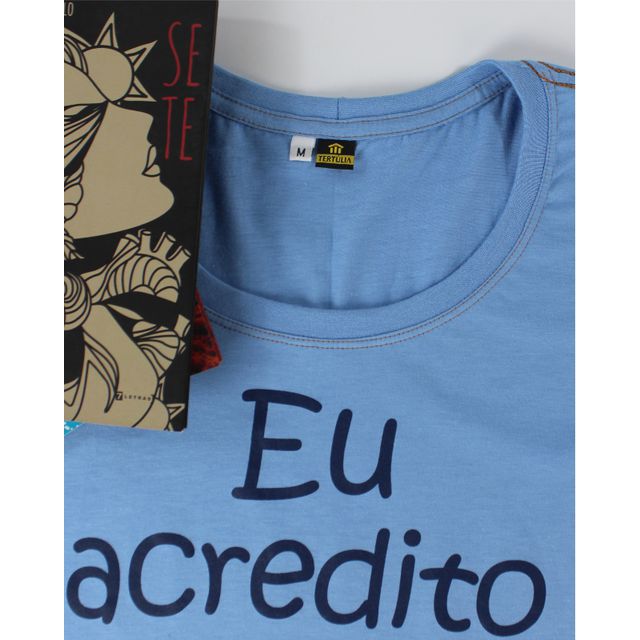 Camiseta Eu Acredito em Livros - Azul