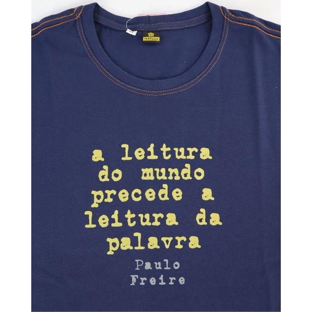 Camiseta Paulo Freire Leitura - Marinho