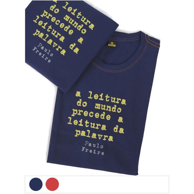 Camiseta Paulo Freire Leitura - Marinho