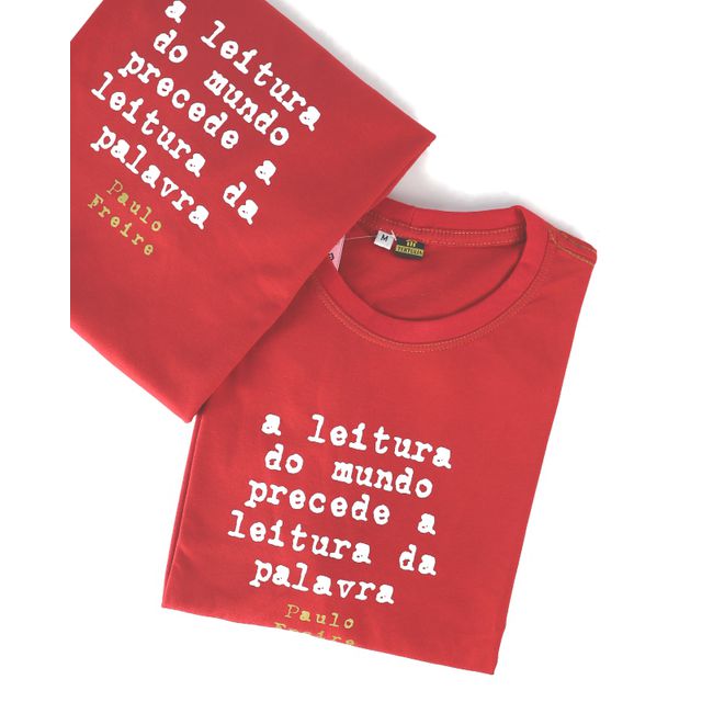 Camiseta Paulo Freire Leitura - Vermelha