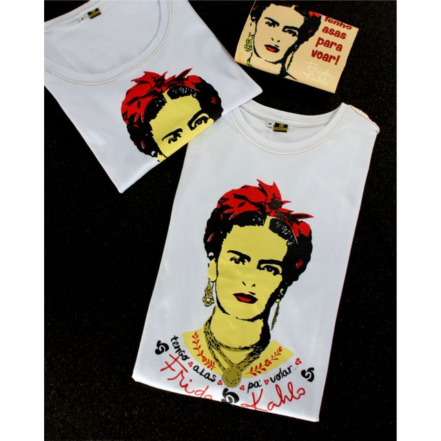 Camiseta Frida Kahlo Alas Branca Tertulia Produtos Literarios