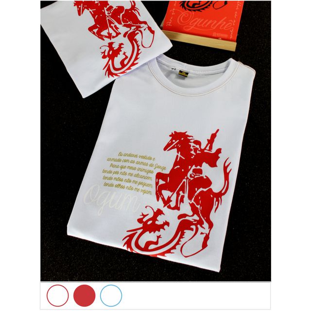 Camiseta Ogum Branca e Vermelha