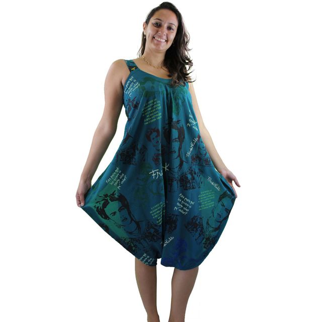 Vestido Saruel Frida Kahlo Azul Petróleo