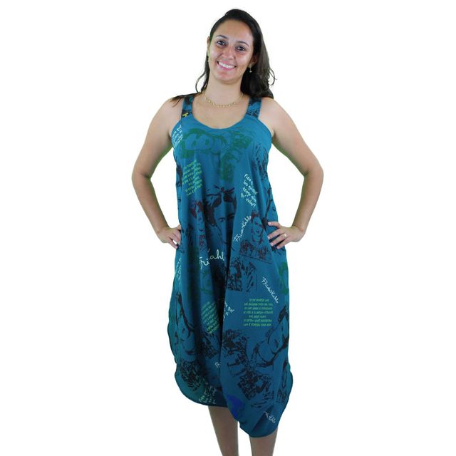 Vestido Saruel Frida Kahlo Azul Petróleo