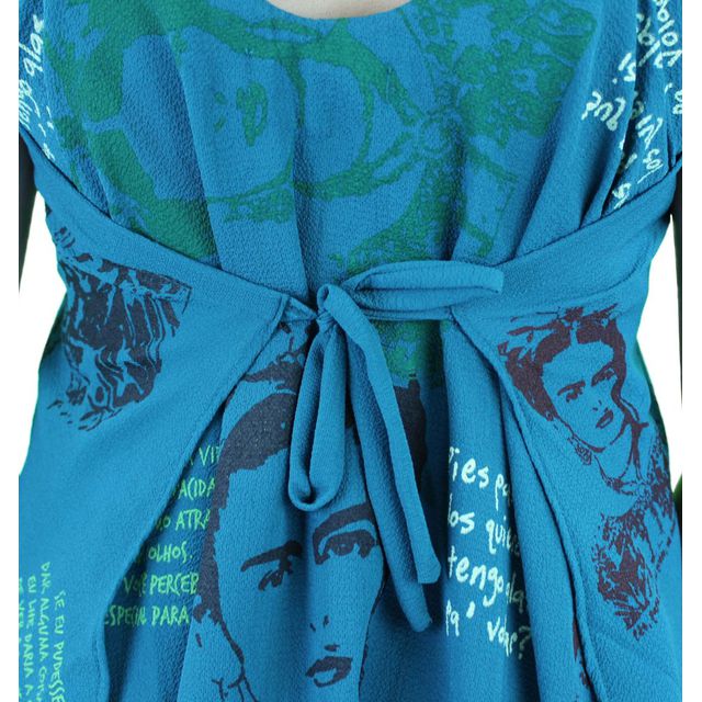 Vestido Saruel Frida Kahlo Azul Petróleo