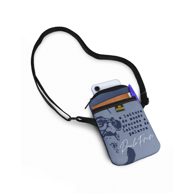 BOLSA CELULAR TERTÚLIA - PAULO FREIRE - Cinza