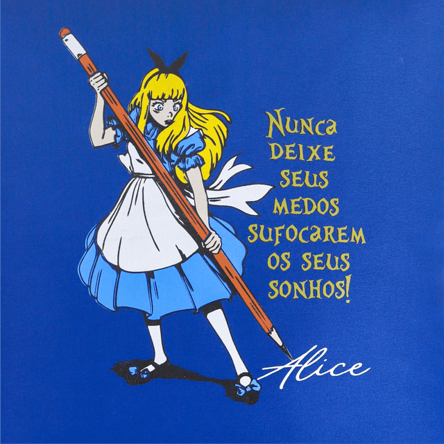 CAPA DE ALMOFADA MUNDO ALICE - Azul