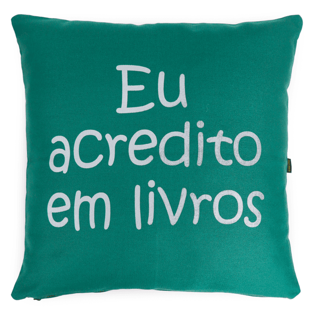 CAPA DE ALMOFADA EU ACREDITO EM LIVROS - Musgo