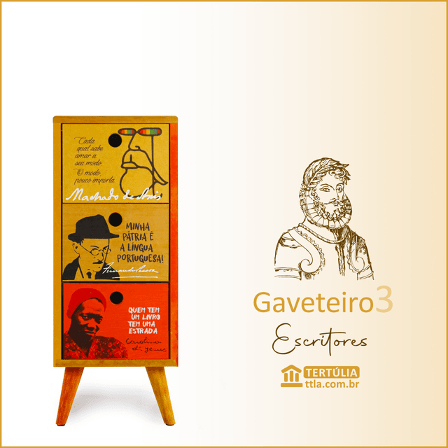 Gaveteiro Escritores 3 Gavetas