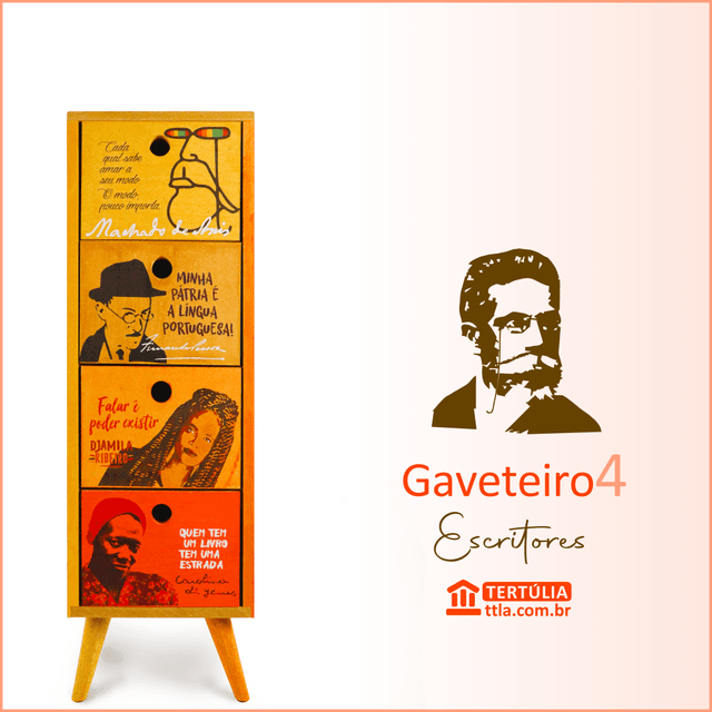 Gaveteiro Escritores 4 Gavetas