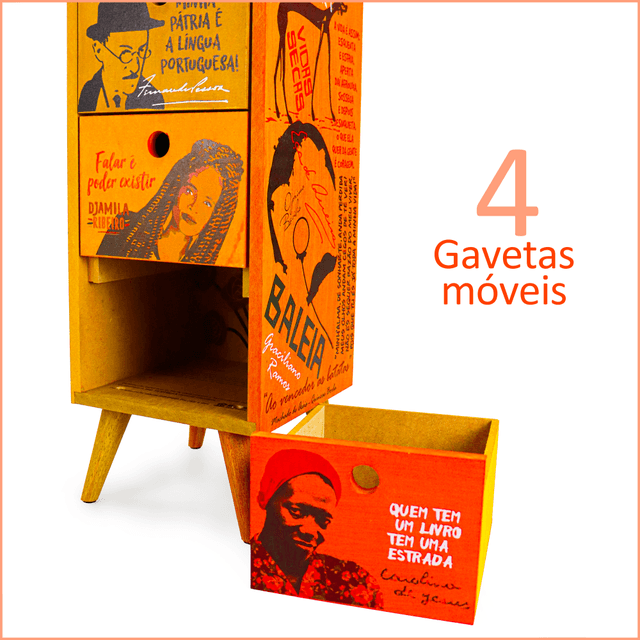 Gaveteiro Escritores 4 Gavetas