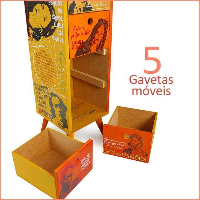 Gaveteiro Escritores 5 gavetas