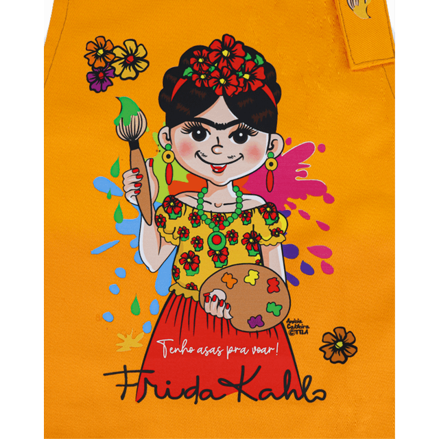 AVENTAL INFANTIL - Frida Kahlo - Amarelo
