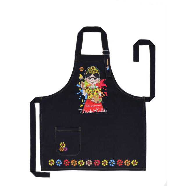 AVENTAL INFANTIL - Frida Kahlo - Preto