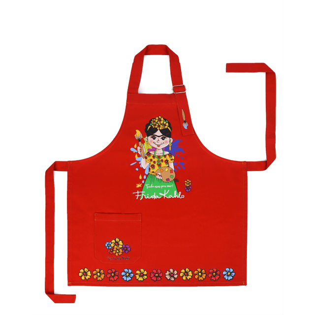 AVENTAL INFANTIL - Frida Kahlo - Vermelho