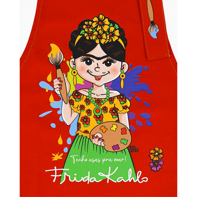AVENTAL INFANTIL - Frida Kahlo - Vermelho