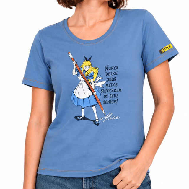 Babylook Mundo Alice - Azul Claro